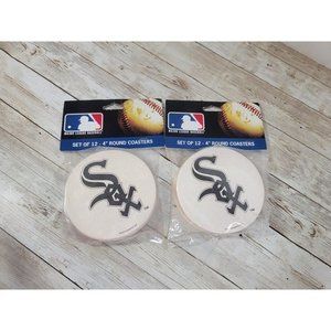 Chicago White‎ Sox MLB Lot 24 Coasters 4" Round 2 Sets 12 each NEW Man Cave Bar